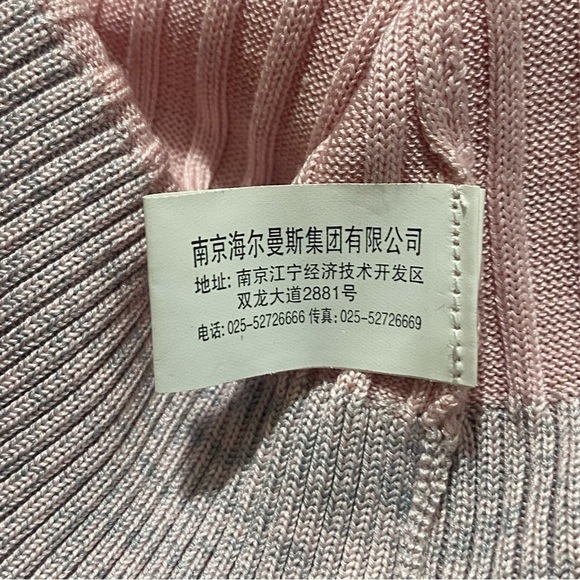 HAIERMANSI Pink and Gray Trim Short Sleeve‎ Sweater Kids XL NWT - Picture 6 of 7